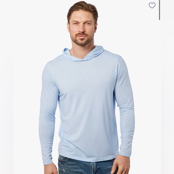 Fair Harbor The Seabreeze Hoodie Shirt Sky Blue long sleeve Blue Glow LARGE NWT
